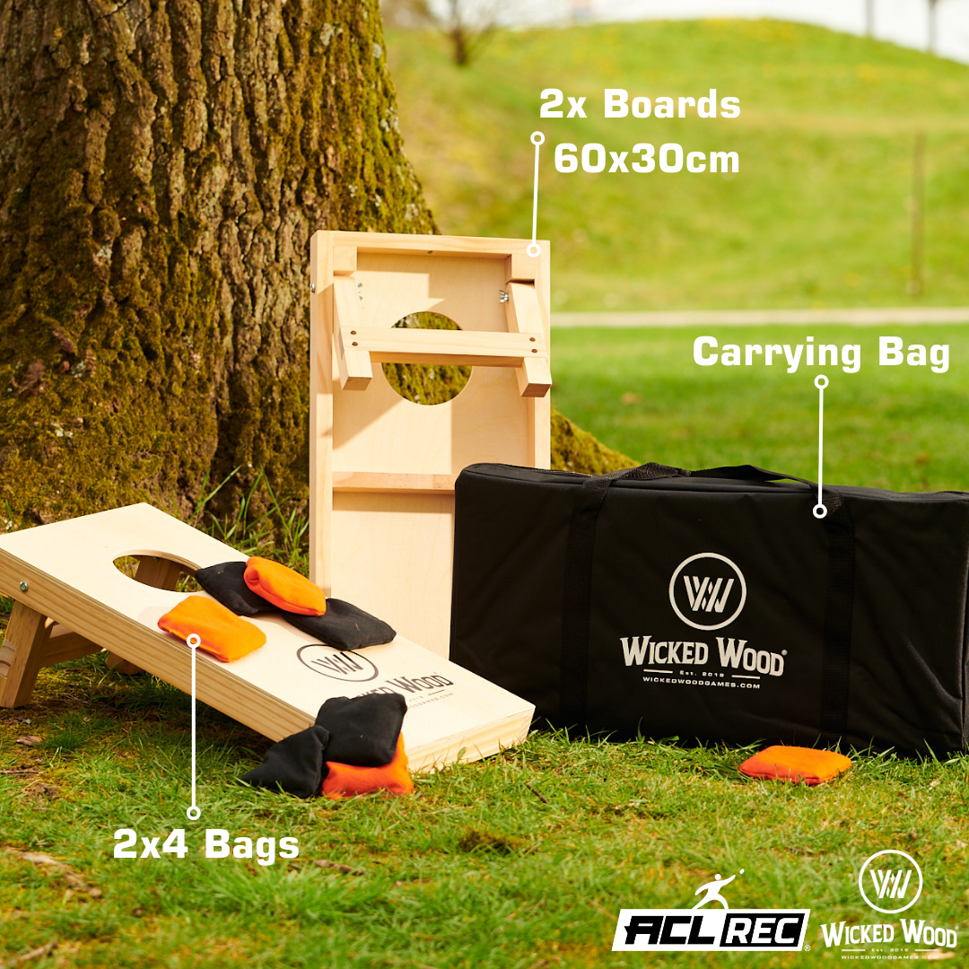 Cornhole Set Mini - Wicked Wood - 60x30cm - Inklusive Taschen und Tragetasche - ACL REC