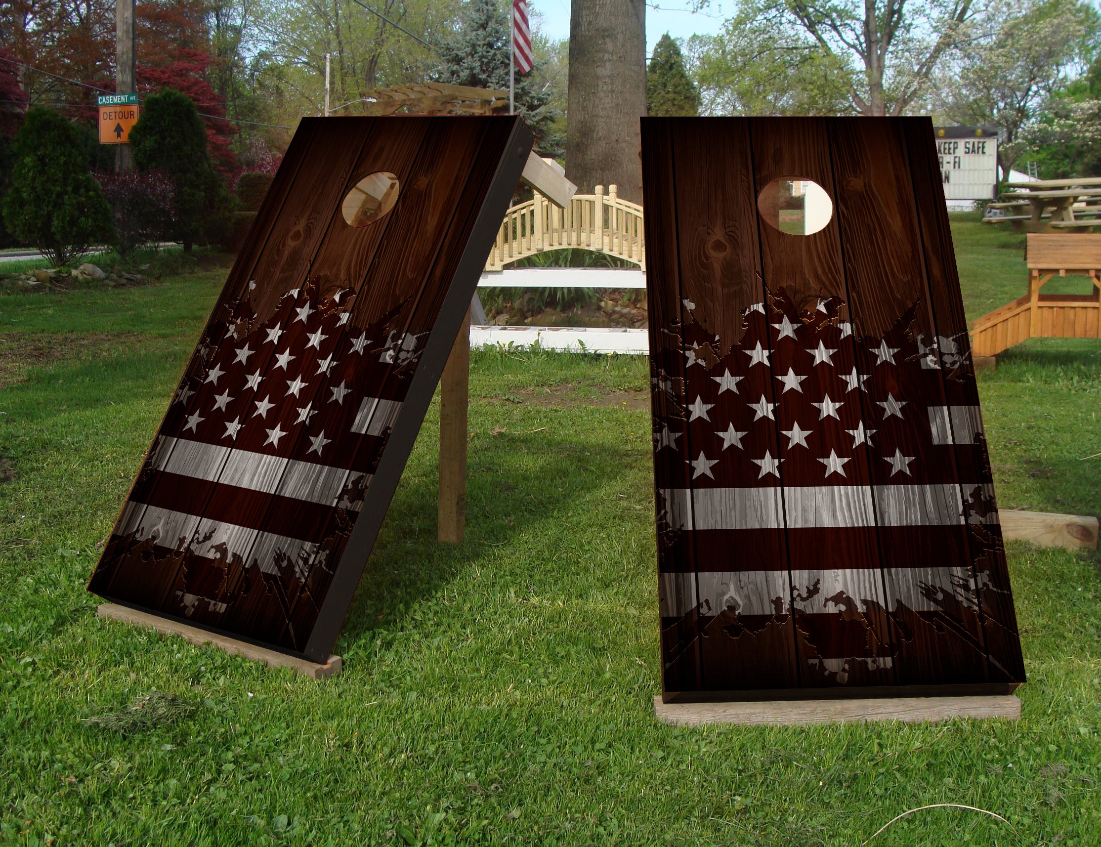 Cornhole Set - USA Flagge Holz - 120x60cm